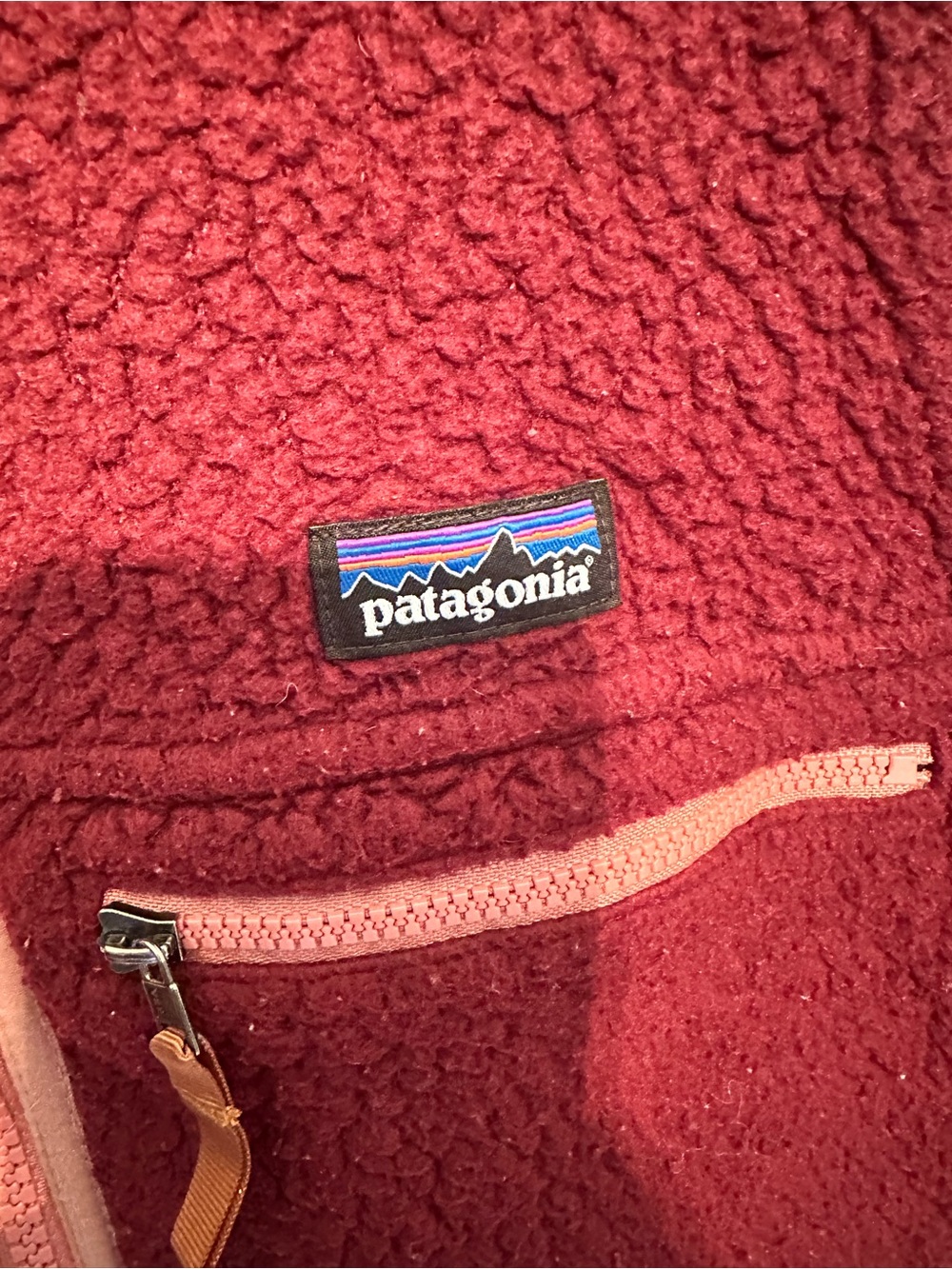 Patagonia Girls Maroon Fleece Jacket with Pink Trim Size 12 (L) - Picture 3 of 6
